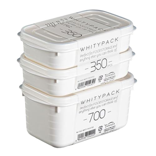 Pasdrucn 3 recipientes herméticos con tapa, organizador de plástico para frigorífico, para guardar alimentos y preparar comidas (700 ml + 350 ml) (A)