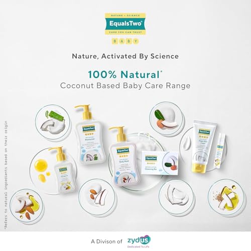 Image of EQUALSTWO by Zydus Baby Body Wash 500ml, Tear-free & Soap-free, Head to Toe Baby Wash for Bath, Hypoallergenic & Dermatologically Tested, pH 5.5, Gentle Hydration for All Skin Types, (Pack 1)