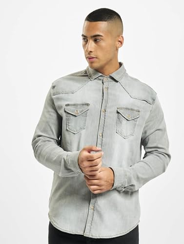 Jeanshemd für Herren von Brandit Riley in Grau mit langen Ärmeln