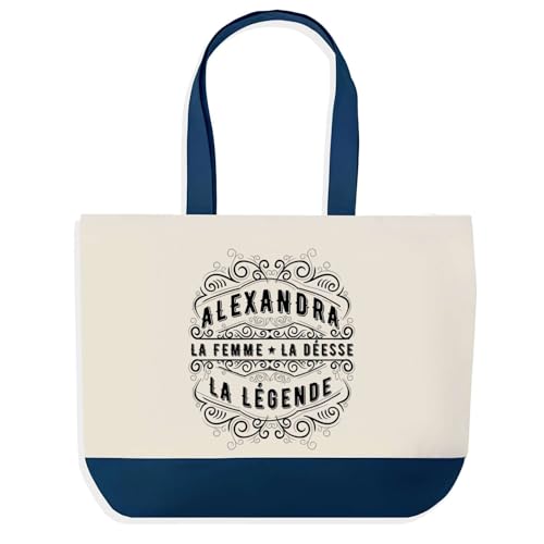 Sac shopping bleu Alexandra femme - Grand sac de course provision et cabas Noël