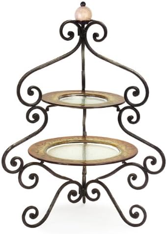 26" Elegant Two-Tiered Delicate Scroll Serving Tray