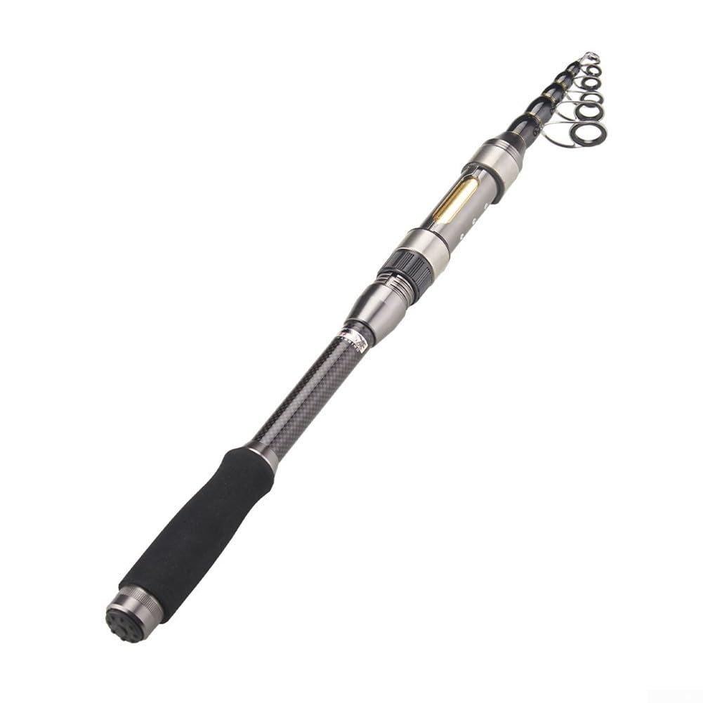 Caña de pescar telescópica de 1 8 m/2 1 m, ligera y de fibra de carbono con mango ergonómico para una fácil pesca