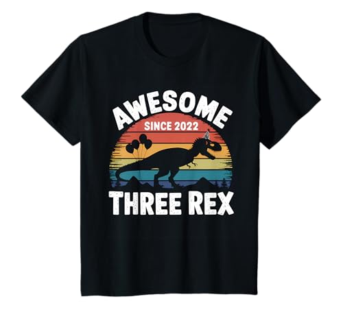 キッズ キッズ 3レックス 誕生日パーティー 衣装 恐竜 3歳 男の子 Tシャツ