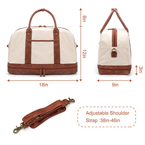 Weekender Bag for Women Canvas Overnight Bag Large Travel Tote Bag Carry on Shoulder Duffle Bag With Shoe Compartment,Perfect for Travel/Daily Use/Birthday Gift