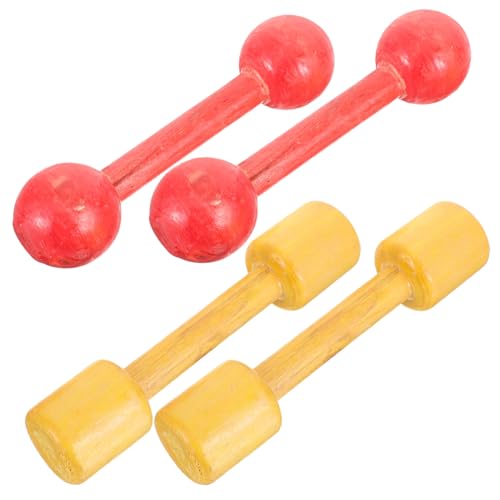 STOBAZA 2 pares Mancuernas de Madera para Pesas de Entrenamiento para Brazos Juguetes de Ejercicio Infantiles Herramienta de Desarrollo Muscular Preescolar Colores Vivos Diseño Seguro y