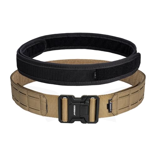 IDOGEAR Ceinture tactique MOLLE 2 pouces à boucle métallique à dégagement rapide pour Milsim(Coyote Brown, Medium)