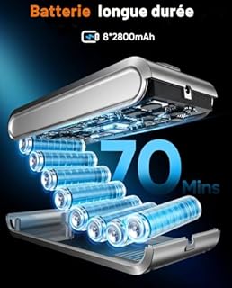 Aspirateur Balai sans Fil, 650W/55KPA/70Min Aspirateur sans Fil Puissant Autoportante/Super1,8L Cup, Écran LED/Brosse Anti-Enchevêtrement/Aspirateur Balai, Sols Durs,Poils d'animaux et Voiture