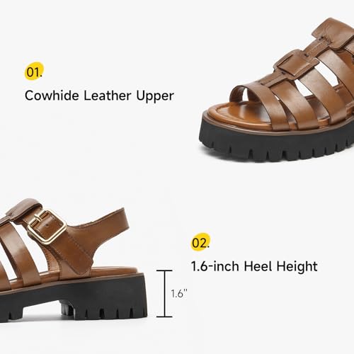 Image of BEAU TODAY Women's Platform Fisherman Sandals, Chunky Gladiator Sandals for Women, Casual Open Toe Leather Sandals, Comfortable Lightweight Dressy Sandals with Ankle Buckle