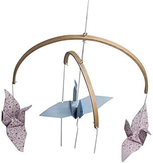 INSO Baby Crib Mobile Wooden Wind Chime Bed Bell, Hanging Ornaments Photo Props Nursery Ceiling Decoration for Girl & Boy (Semicircle)