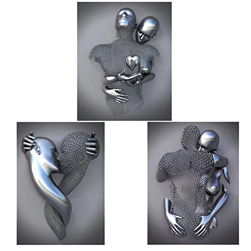 Statues d'art décoratives murales modernes : lot de 3 grandes décorations sans cadre