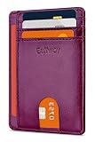 Buffway Slim Minimalist Front Pocket RFID Blocking Leather Wallets for Men Women - Alaska Purple