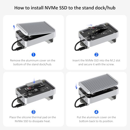 Soporte Mac mini M4 Hub USB 4 con carcasa SSD NVMe para mesa 3