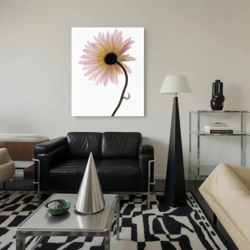 Imprimé botanique rose pâle et jaune grand format 70 x 100 cm