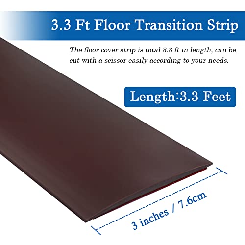 Floor Transition Strip Floor Cover Strips Self Adhesive Flooring Transitions Laminate Floor Strip 3" Wide Vinyl Floor Flat Divider Strip (7.5Cm, 3.3Ft, Brown) #TOP5