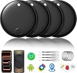 Smart Tracker Air Tag-4 Packs, Works with Apple Find My (iOS) & Google Find Hub (Android) Compatible, Bluetooth Item Finder, Item Locator, Replaceable Battery, for Key, Backpack, Luggage, Black