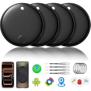 Smart Tracker Air Tag-4 Packs, Works with Apple Find My (iOS) & Google Find Hub (Android) Compatible, Bluetooth Item Finder, Item Locator, Replaceable Battery, for Key, Backpack, Luggage, Black