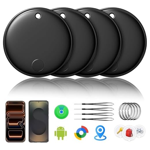 Air Tracker Smart Tags Android & iOS-4er Pack, Dual System Tracker Tagg für Apple Wo ist? & Smart Tag Android Google's Find Hub | Tracker Batterie wechselbar, (Schwarz)