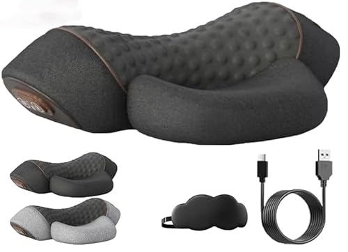 Genérico Almohada, Almohada Cervical 3 en 1 con Calor, Masaje y Tracción – Cojín Ergonómico para Cuello, Alivio de Tensión y Mejora Postural