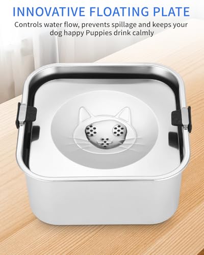 Yuxava Wassernapf Hund ohne Sabbern, 3L Wassernapf Hund Anti-Verschluck-Wasser, trinknapf hund anti schlabber, aus 304 Edelstahl, Hundenapf Auslaufsicher Spülmaschinenfest,Für drinnen,draußen geeignet