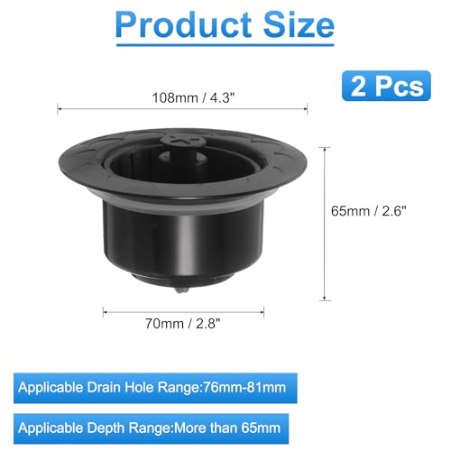 uxcell 2 piezas colador para desagüe de fregadero negro miniatura 2