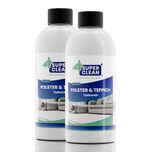 SUPER CLEAN Limpador concentrado para estofos e tapetes, 2 × 500 ml, limpeza profunda para sofás, assentos de carro, carpete e tecidos