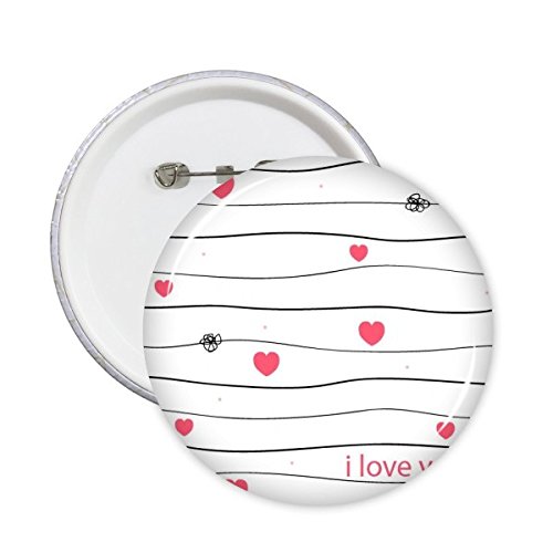 Badge rond motif croquis de coeur rose de Saint Valentin pour customisation vêtement, lot de 5