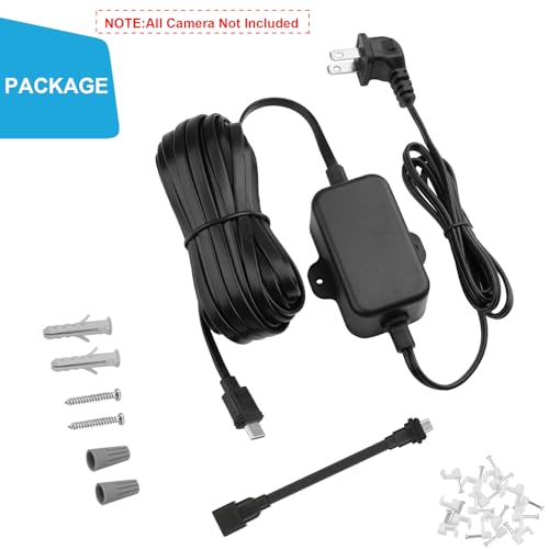 Image of 50ft Weather Resistant Power Adapter for Blink Mini 2,Blink Outdoor 4 (4th Gen)(3rd Gen) /Mini,No Need Charger Head,IP67 Waterproof Flat Power Cable with Extra Type C to Micro USB Adapter Black 1Pack