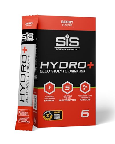 Science in Sport HYDRO+ Electrolyte Drink Mix 6x4.5g Frutos del bosque - Electrolitos en polvo veganos, Bebida deportiva en polvo con vitamina C y 5 electrolitos importantes