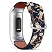 Mingdao Compatible with Fitbit Charge 4 / Charge 3 / Charge 3 SE Patterned Leather Replacement Band, (Owls Pattern-Wb02)