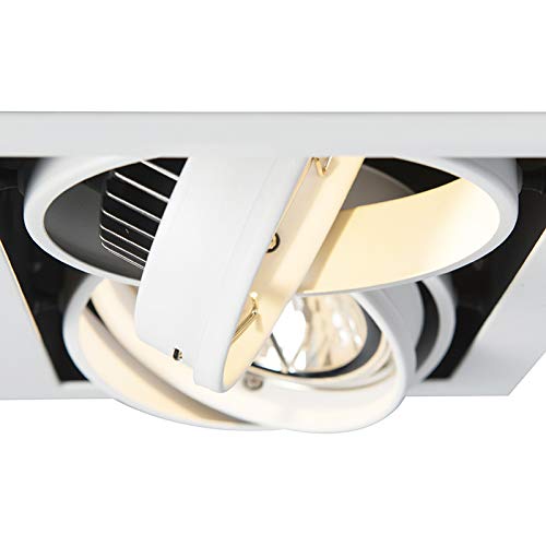 Qazqa Oneon 3 Einbaustrahler Weiß – Trimmlos, Dreh- & Kippbar, 3x GU10, Für Deckenmontage