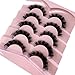 HBZGTLAD Cat eye Eyelashes 3D Natural False Lashes D Curl Fluffy Soft Cross 5 pairs Manga Lashes Wispy Natural Eyelash Extension Makeup (HB106)
