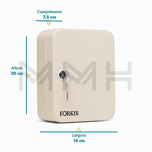 Porta Chaves Claviculário Cofre Com Ganchos Até 20 Chaves, Forkis
