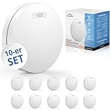 ALPENLUFT Rauchmelder Funk Vernetzt 10 Jahre Batterie, Rauchwarnmelder & Hitzemelder 2in1, Feuermelder, Brandmelder, Funkrauchmelder Vernetzbar | Ohne Bohren, Kein LED Blinken (10er Pack)