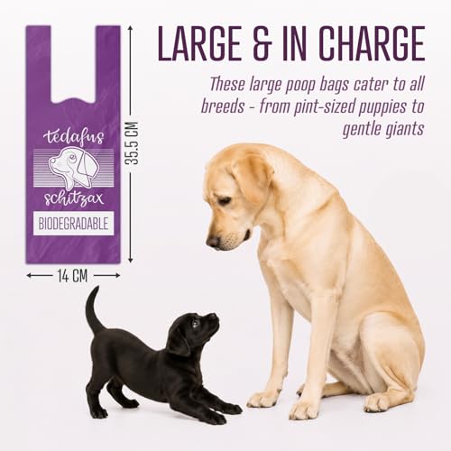 Image of Dog Poo Bags | Eco Biodegradable Poop Bags | Thick Dispenser Refill Rolls with Tie Handles | Strong Bags | 100% Leak-Proof Unscented Sacks (Purple, 1 Box - 270)