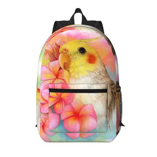 Sac à dos motif calopsitte mignonne noir 43 cm cadeau idéal oiseau