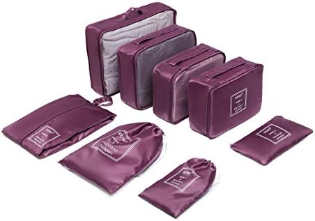 Kono 8 Pcs Packing Cubes Set for Suitcase Luggage Organiser Bag Pouches (Navy)