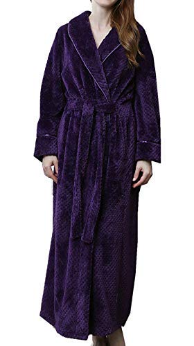 DSNOW Señoras Robe Luxury Terry Toweling algodón Bata Albornoz Mujeres Altamente Absorbente Mujeres Towel baño Abrigo (XL, Púrpura) Cover