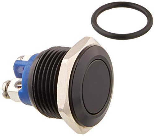 Bestgle 16 mm 5/8" Interrupteur à Bouton-poussoir Momentané en métal 3A/250V AC SPST 1NO Interrupteur de Voiture Industrielle - Coque Noire Cover
