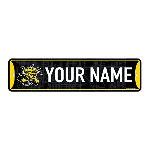 Rico Industries NCAA Wichita State Shockers Primary Personalized Metal Street Sign 4" x 15" Home Décor - Bedroom - Office - Man Cave