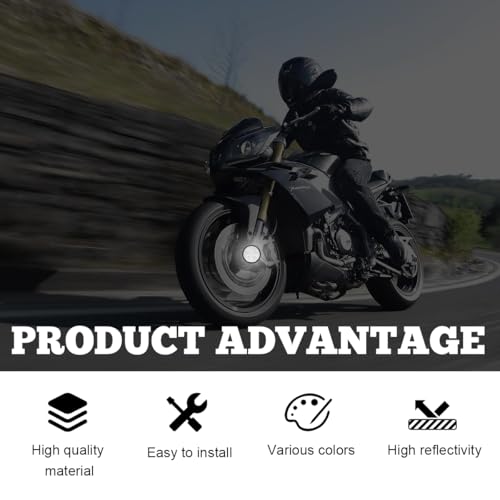 Image of povtii 2 PCS Motorcycle Warning Reflectors, M6x1.0 Waterproof Plastic Reflective Warning Reflector, Motorcycle Rear Safety Reflector with Screw, Universal Motorcycle Accessories (Round, White)
