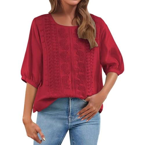 Camisas Mujer Verano Manga Corta Basica Tallas Grandes Camisetas Algodón y Lino Moda Vestir Blusas Elegantes Cómoda Camiseta Transpirable Trabajo Blusa Informal Tops Oficina Shirts Boda Fiesta