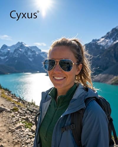 Image of Cyxus Classic Aviator Sunglasses Polarized 100% UV Protection Men Spring Temples Driving 1048