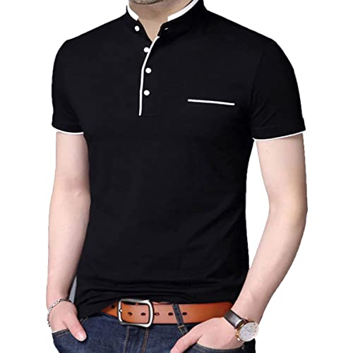 Image of Stylish and Handsome Mandarin Collar Half Sleeves T Shirt for Men Combo (Pack of 1)
