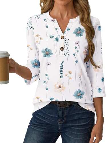 GKBK Women's Henley V Neck Button Down Blouse (Various) - image 5