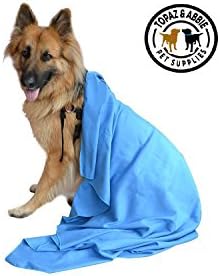 Dog Towel by Topaz & Abbie - Ultra Absorbent Microfiber Pet / Dog Towel - High Quality, Soft & Quick Dry towel. Micro fiber towel for car - Travel towel, Travel / Drying bag included FREE
