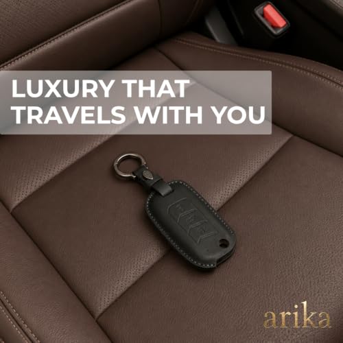Image of ARIKA Leather Key Cover for Mahindra Scorpio N, XUV 700, Thar Roxx | 3 Button Flip Key, Compatible with Bolero, Compatible with Marazzo, Compatible with XUV 300, Metal Keyring Included