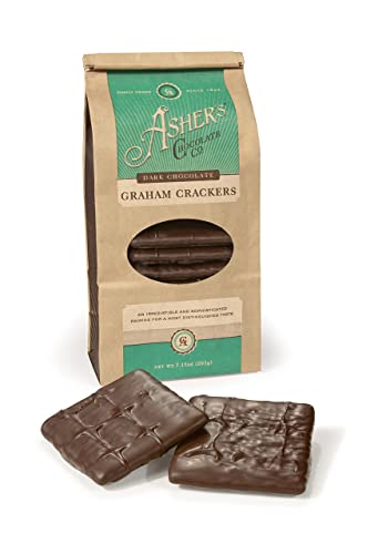Image of Asher's Chocolates Company, Chocolate Covered Graham Crackers, Made From the Finest Kosher Chocolate, Small Batches, Family Owned Since 1892 (7.15 oz, Dark Chocolate)