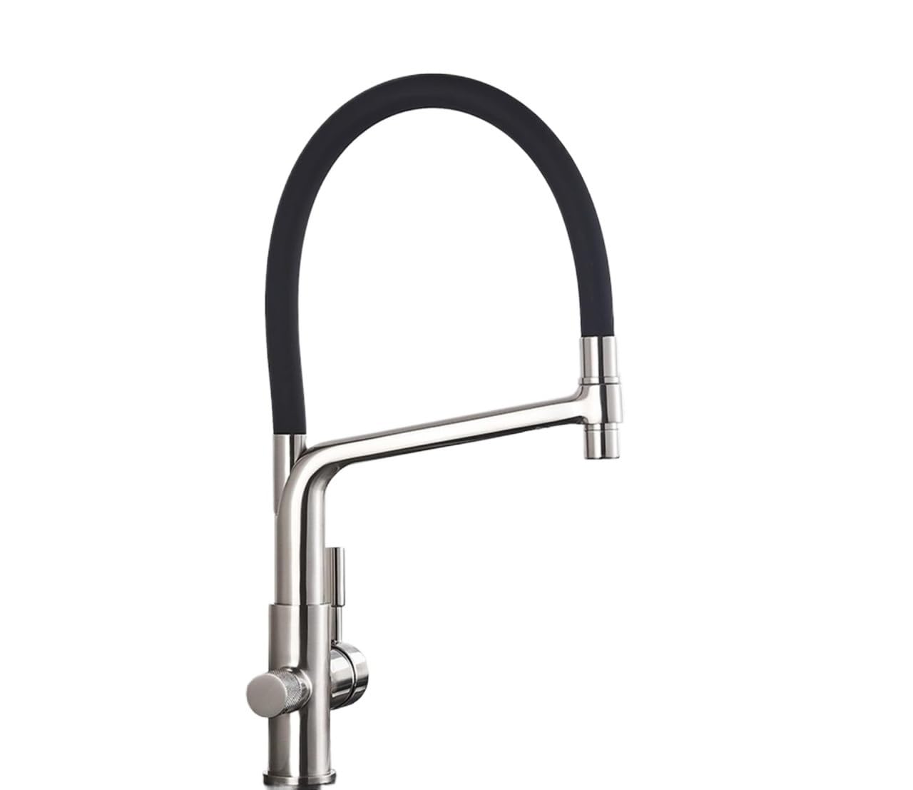 Robinet de cuisine avec filtre à eau en laiton brossé à double poignée