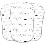 VOLHA&CO Bassinet Fitted Sheets 100% Cotton Jersey 3 Pack Fit for Halo Bassinest Swivel Sleeper