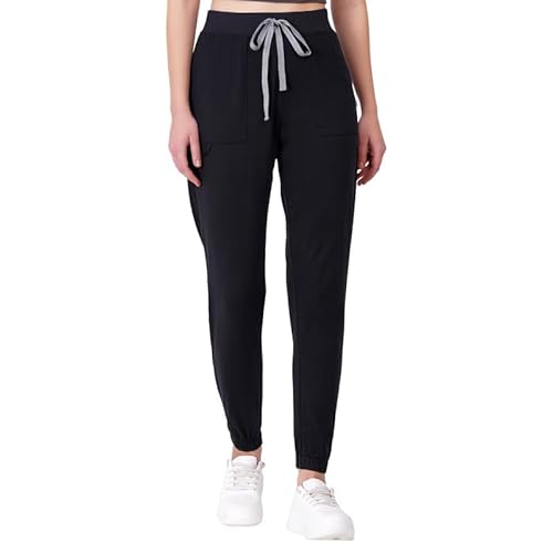 MIKAL Uniforme médico/médico de malha premium de algodão super macio com 5 bolsos, Preto, Large